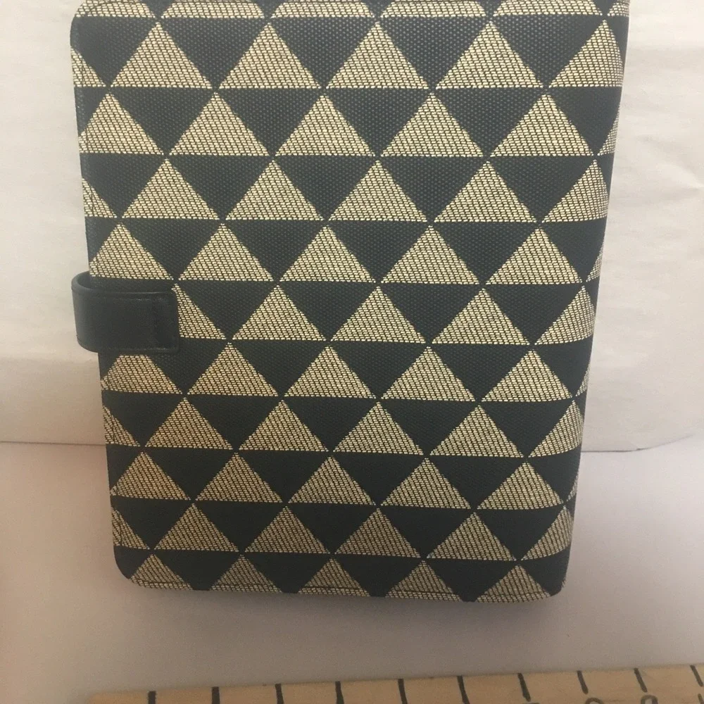 Franklin Covey Black/Tan Geometric Strap 6-Ring Compact Planner Organizer Binder